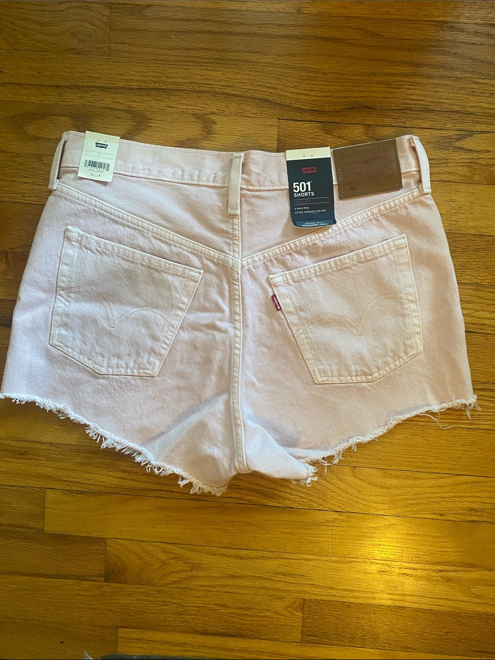 Levi's Pink High-Rise Denim Cutoff 501 Shorts